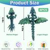 8 Pcs 3D Printed Fidget Dragons with Eyes Toy Set , Small 3d Prints Movable Articulated Animal Models for Executive Home Office, Mini Stress Relief 3-d printer Animals toys Decor for Adults Kids(A) view 3