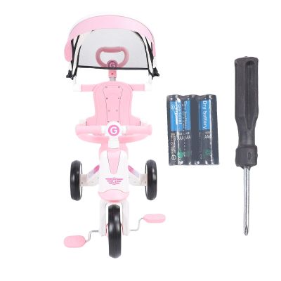 UPALDHOU Baby Tricycle, Kids Tricycle with Adjustable Parents Push Handle, for 18 Month to 5 Years Boys Girls (Roseate)