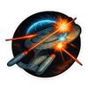 Starship Battle in Space Combat Action Scene Sticker (3.25" x 2.75") view 1