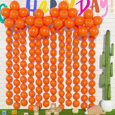 105pcs Orange Link Balloons 6 inch Quick Link Balloons Latex Linking Balloon for Photo Shoot Baby Shower Birthday Party Decorations