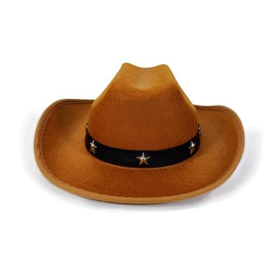 SXYPAYXS Kids Cowgirl Hat 2-6T Wide Brim Stylish Star Leather Belt Design Western Cap Halloween Cowboy Hat (Khaki, ONE SIZE)