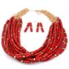 ZYIBPMSJKQCFK Bohemian Acrylic Bead Multi-Layer Necklace For Women,red,53+7cm view 1