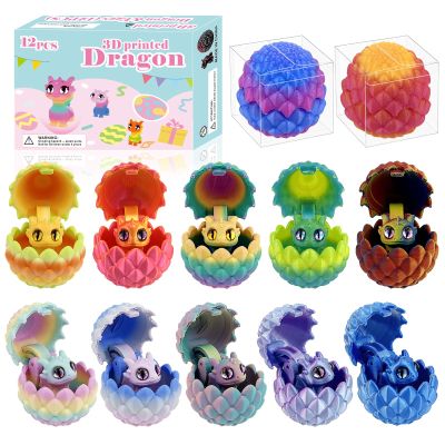 12 PCS Small 3D Dragon Eggs with Dragon Inside, Mini flying Dragons with eyes and wingsEaster Basket Stuffers Mini Animal Easter Egg Set Unique Cute Easter Basket Essentials for Adults Kids (A)