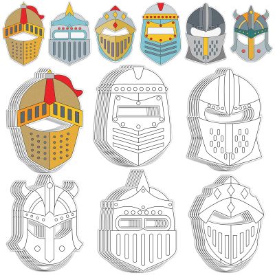 36 Set Medieval Knight Armor Coloring Mask Craft for Kids Color Your Own Paper DIY Kit Religious Bible Armor of God Knight Mask Crafts Helmet of Salvation Craft for Fun Home Activities Party Supplies