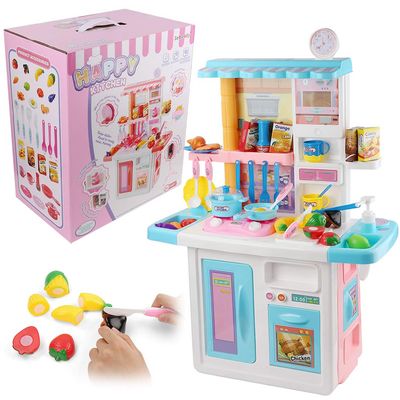 Deluxe Kids Kitchen Playset with Lights & Sounds  Realistic Chef Role Play Toy with Utensils, Stove, Sink & Food Accessories  33" Set for Boys & Girls Ages 3+