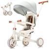 AOPEC 7-in-1 Toddler Tricycle with Parent Push Handle & Canopy, Fully Foldable & Adjustable Stroller, Balance and Pedal Bike for Kids 18 Months to 5 Years,Beige view 1