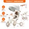 AOPEC 7-in-1 Toddler Tricycle with Parent Push Handle & Canopy, Fully Foldable & Adjustable Stroller, Balance and Pedal Bike for Kids 18 Months to 5 Years,Beige view 2
