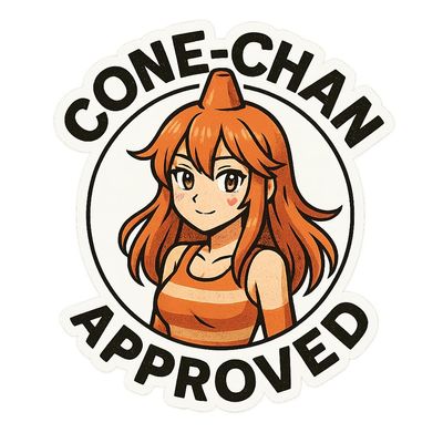 JDM Cone-Chan Approved Anime Waifu Road Cone Sticker (2.75" x 3")