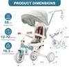 AOPEC 7-in-1 Toddler Tricycle with Parent Push Handle & Canopy, Fully Foldable & Adjustable Stroller, Balance and Pedal Bike for Kids 18 Months to 5 Years,Blue view 2