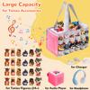 Partreko Carrying Case Compatible with Tonies Box with Audio Position, Portable Travel Storage Bag for Tonies Figures with 24 Elastic Strap, Soft Felt Organizer Case for Toniebox Accessories Gray&Pink view 3