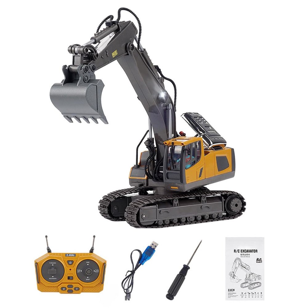 Xenotrix 1/20 RC Excavator, 2.4G 11CH Alloy Excavator with Lights and Sound Effects, A Gift for Love Engineering Vehicles or RC Toys