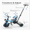 besrey 4 in 1 Toddler Bike, Toddler Tricycle for 1-3 Year Old, Trike with Push Handle, Backrest and Safety Belt, Birthday Gifts and Toys for Boys and Girls, Balance Bike (Blue) view 4