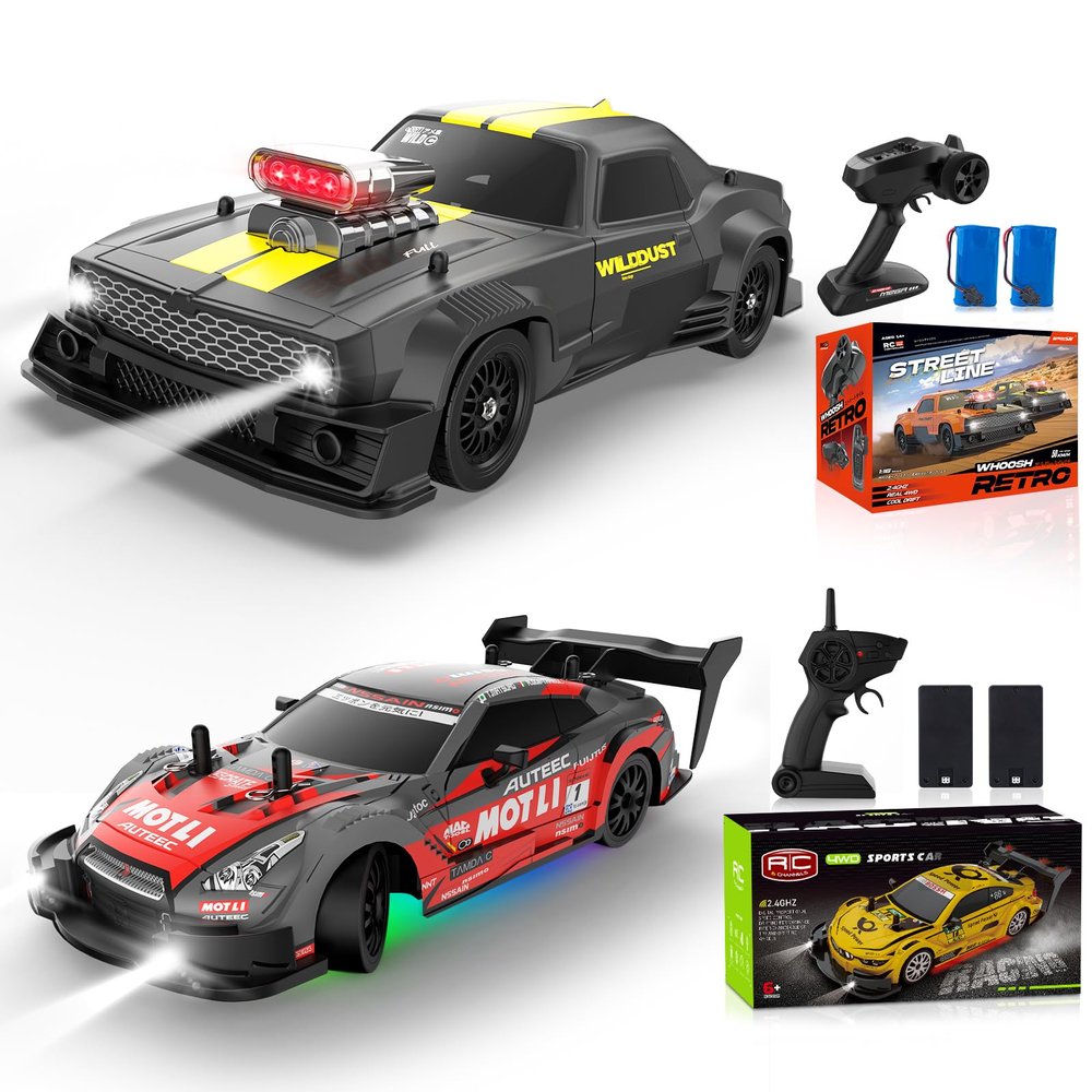 1/16 RC Drift Car with Gyro Full Proportional 4WD 50KM/h High Speed Remote Control Cars, ESP Drift Racing Vehicle+RC Drift Car 1:20 Scale Remote Control Cars 2.4GHz 4WD High Speed RTR Racing Vehicle