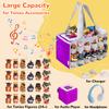 Partreko Carrying Case Compatible with Tonies Box with Audio Position, Travel Storage Bag for Tonies Figures with 24 Elastic Strap, Soft Felt Organizer Case for Toniebox Accessories Gray&Purple view 3