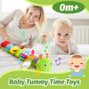 Baby Toys 0-6 Months, Musical Caterpillar Baby Rattle, Plush Sensory Toy with Mirror, Crinkle Textures, Newborn Developmental Tummy Time Stuffed Animal for Infants Boys Girls 6-12 Month (Green) view 2