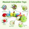 Baby Toys 0-6 Months, Musical Caterpillar Baby Rattle, Plush Sensory Toy with Mirror, Crinkle Textures, Newborn Developmental Tummy Time Stuffed Animal for Infants Boys Girls 6-12 Month (Green) view 3