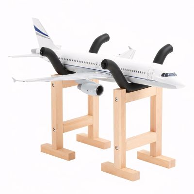 Blulu RC Airplane Stand Wood Adjustable 2 Holders RC Plane Stand for Model Airplanes Display Aircraft Maintenance Repair Storage Workstation Workbench Accessories
