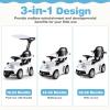Costzon Push Car for Toddlers, 3 in 1 Stroller Sliding Walking Car with Handle, Canopy, Seat Belt, Horn, Music & Lights, Under-Seat Storage, Guardrail, Foot-to-Floor Ride On Toy for Boys Girls (White) view 2