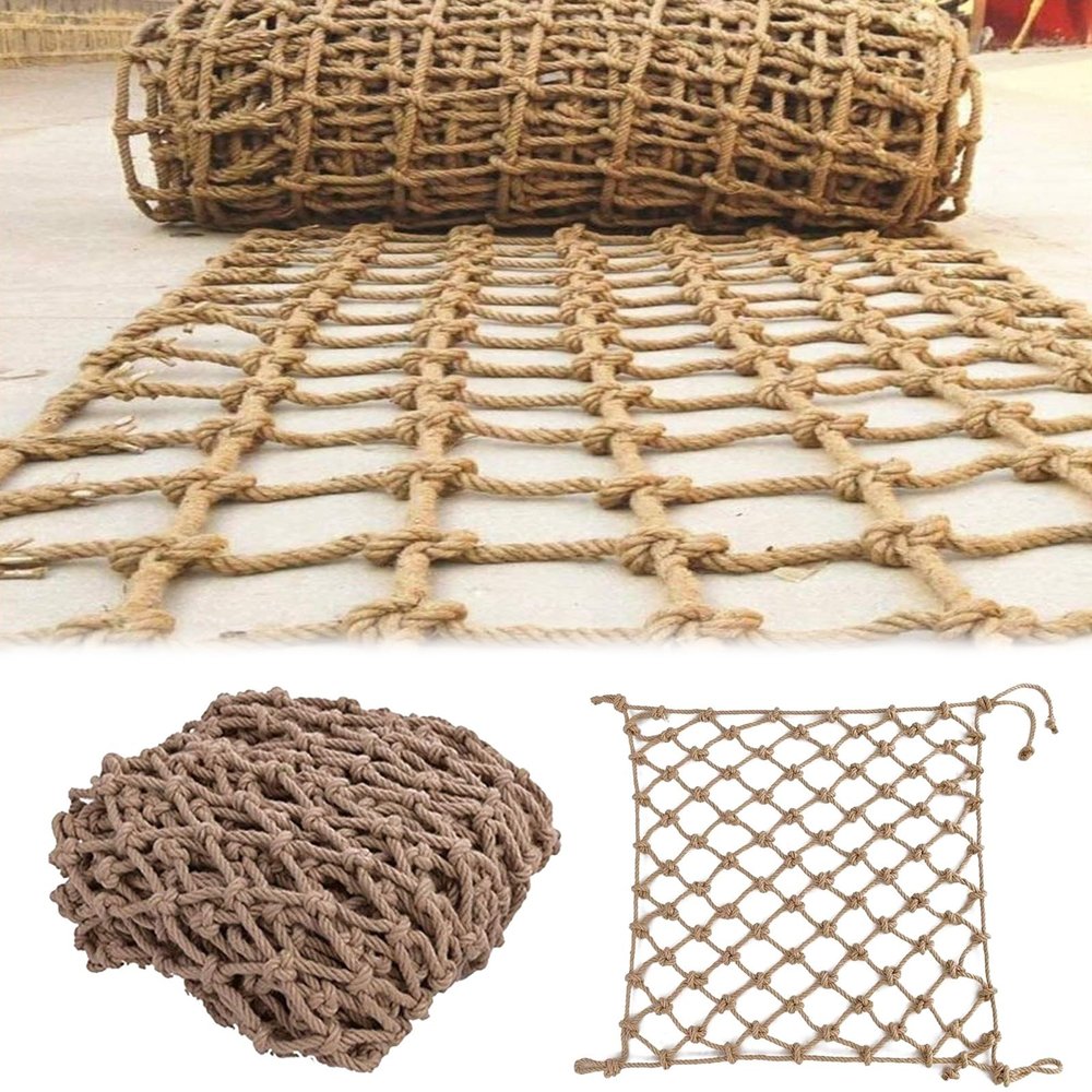 16x16FT Cargo Climbing Net - Heavy Duty Nylon Treehouse & Truck Trailer Safety Net, Playground Swing Netting, 1cm Rope Diameter, Outdoor Adventure Gear