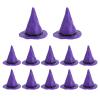 12pcs Plastic Miniature Witch Hats, Mini Small Wizard Hat Ornament Tiny Halloween Dollhouse Miniatures for Haunted House Decor DIY Crafts Cake Toppers Doll Halloween Party Supplies (Purple) view 1