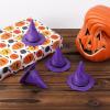 12pcs Plastic Miniature Witch Hats, Mini Small Wizard Hat Ornament Tiny Halloween Dollhouse Miniatures for Haunted House Decor DIY Crafts Cake Toppers Doll Halloween Party Supplies (Purple) view 3