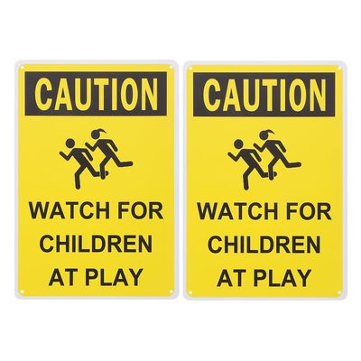 LOGOFUN 2PCS Children Playing Caution Sign Slow Kids Safety Warning Plate for Neighborhoods Schools Parks Driveways Outdoor Supplies