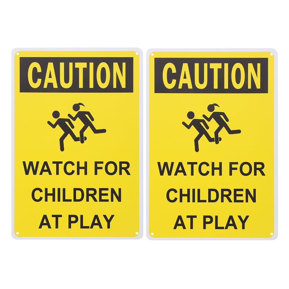 LOGOFUN 2PCS Children Playing Caution Sign Slow Kids Safety Warning Plate for Neighborhoods Schools Parks Driveways Outdoor Supplies