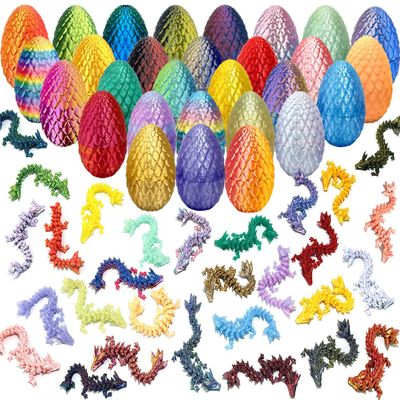 14Pcs 3D Printed Dragon Eggs with Dragon Inside,Mystery Set,Colorful Articulated 3D Dragon,Easter/Birthday Gift/Desktop Toys/Home Decoration