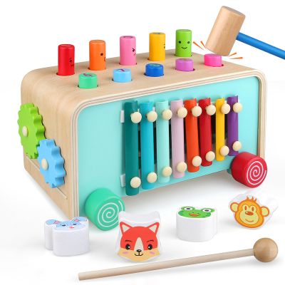 LAAVII Montessori Baby Hammer Pounding Toy for Toddlers Boys Girls 2 3 4 Years Old, Educational Learning Toy Xylophone Color Shape Easter Basket Stuffers for Toddlers Valentine's Day Gift
