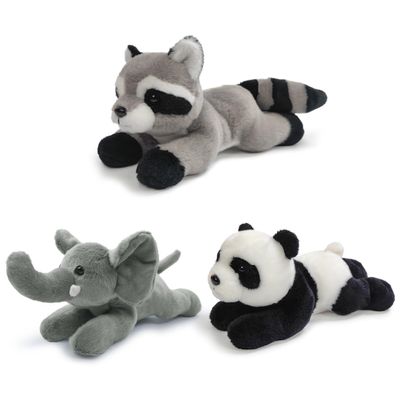 3 PCS Small Stuffed Animal for Kids Boys 8 Inch Woodland Plush Toys Realistic Jungle Animal Plush Toys Set Cute Raccoon, Elephant, Panda Stuffed Toys Gifts for ToddlersGirls Boys Birthday Easter