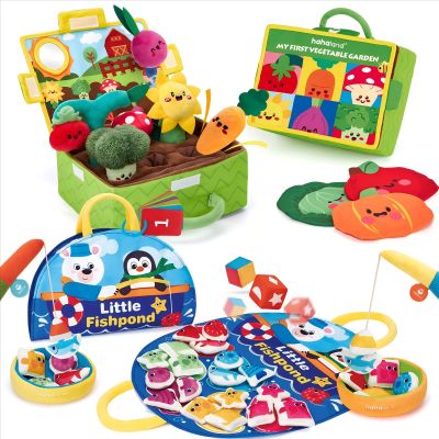 hahaland Baby Toys 6-12 Months - Fruits Vegetables Garden Plant Plush and Montessori Toys for 2 Year Old - Fishing Game for Toddlers 1-3