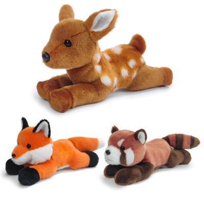 3-Pack 8" Woodland Plush Toys - Fox, Red Panda, Sika Deer Cuddly Stuffed Animals for Kids & Babies Holiday Birthday