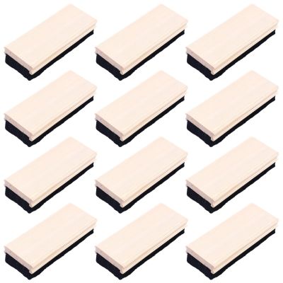12 Chalkboard Erasers, Rectangular Wooden Design, Black Felt Base, Ideal for Office Or Classroom, and Efficient