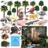 37PCS Rainforest Animals Figures Toys Set, Rainforest Diorama Supplies Include Jungle Animal Figurines,Trees, Moss, Sand, Stones for Kids Historical Education School Project Decoration Birthday view 1