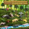 37PCS Rainforest Animals Figures Toys Set, Rainforest Diorama Supplies Include Jungle Animal Figurines,Trees, Moss, Sand, Stones for Kids Historical Education School Project Decoration Birthday view 2