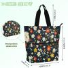 Black Little Flowers Kids Tote Bag Piano Book Bag for Kids Boys Girls, Gothic Water-resistant Handbags Grocery Bag with Zipper for School Shopping Beach Rainbow school supplies view 4