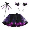 3 Pcs Ghost Printed Tutu Skirt Headband Wizard Wand Set Dress Up Halloween Outfits 4-6Years Black Purple view 1