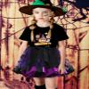 3 Pcs Ghost Printed Tutu Skirt Headband Wizard Wand Set Dress Up Halloween Outfits 4-6Years Black Purple view 2