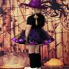 3 Pcs Ghost Printed Tutu Skirt Headband Wizard Wand Set Dress Up Halloween Outfits 4-6Years Black Purple view 3