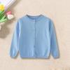 Girls Knitted Cardigan Sweater Kids Plain Warm Sweaters Long Sleeve Button Down Jacket Fall (Sky Blue, 18-24 Months) view 3