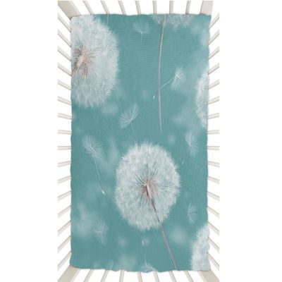 Xosoxruk Baby Crib Sheet Dandelion White Blue Fitted Sheet for Boys Girls Microfiber Cradle Sheets Breathable Crib Cover Fit for Standard Mattress 52 x 28 in