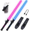Light Sword Toy for Kids, Rechargeable Light Sword Set , 2 Pack LED Dual Light Sabers with Belt Clip for Galaxy War Fighter Warriors, Halloween Dress Up Party Kid Gift, Christmas Birthday Present view 1