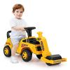 HONEY JOY Ride On Road Roller, Ride On Push Car for Toddlers, Adjustable Arm, Sound, Under-Seat Storage, Outdoor Ride on Construction Vehicle for Kids, No Power Ride On Toy for Boys Girls, Yellow view 1