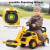 HONEY JOY Ride On Road Roller, Ride On Push Car for Toddlers, Adjustable Arm, Sound, Under-Seat Storage, Outdoor Ride on Construction Vehicle for Kids, No Power Ride On Toy for Boys Girls, Yellow view 3