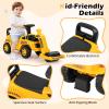 HONEY JOY Ride On Road Roller, Ride On Push Car for Toddlers, Adjustable Arm, Sound, Under-Seat Storage, Outdoor Ride on Construction Vehicle for Kids, No Power Ride On Toy for Boys Girls, Yellow view 4