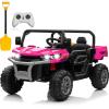 JOYRACER 24V 4WD Ride on Car, 2 Seater Dump Truck w/4X200W Motor, Gift Flower, 2.4G Remote Control, 4 Wheeler, Bluetooth Music, LED Light, 24 Volt Ride on Toys for Big Kids, Rose Red view 1