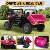 JOYRACER 24V 4WD Ride on Car, 2 Seater Dump Truck w/4X200W Motor, Gift Flower, 2.4G Remote Control, 4 Wheeler, Bluetooth Music, LED Light, 24 Volt Ride on Toys for Big Kids, Rose Red view 3