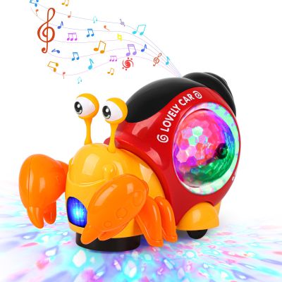 AUTOKAKUM Electronic Crab Toy, Cute Luminous Crab Toys Toddler Crawling Toy with Music and Light Interactive Sensory Toys for Boys Girls