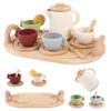 Tea Party Set, 14pcs Wooden Tea Party Set: Magical Role-Play Fun with Safety & Learning, Ideal Gift for Halloween, Christmas, Birthday for Little Girls Over 36 Mouths view 1