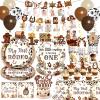 180 PCS My First Rodeo Decorations Boy, First Rodeo Birthday Decorations Tableware Set with Banner Cake Topper Cupcake Toppers Tablecloths Plates Napkins Balloons for 1st Birthday Boy Decorations view 1